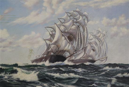 Oil on canvas, shipping scene